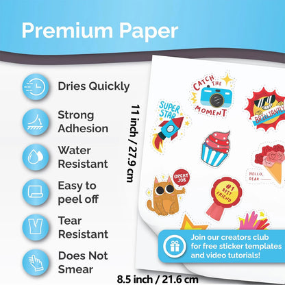 Glossy White Premium Printable Vinyl Inkjet Stickers Suitable for Inkjet Printers