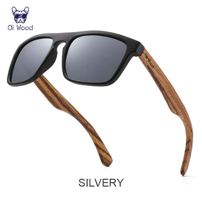 Oi Wood Women Sunglasses Square Polarized Red Lenses