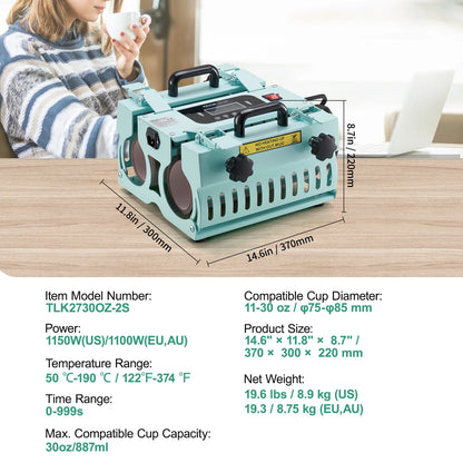 Tumbler Heat Press Machine 2 Station Heaters 11-30oz Mug Press Tumbler Press Sublimation