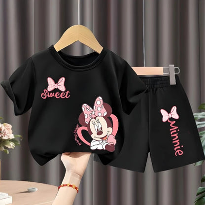 Children's T Shirt Set Girls O Neck Short Sleeve Top Suit Kids Casual Outfits Summer
