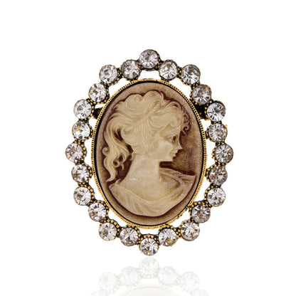 Vintage Victorian Design Queen's Cameo Brooch Pin, Antique