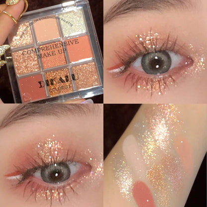 Eyeshadow Palette Oh Rosy Nine Palace Grid Auto Focus Low Saturation Smoke Powder