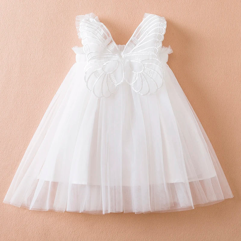 Little Flying Sleeve Dress Children's Bow Strawberry Embroidery