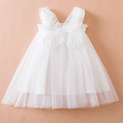 Little Flying Sleeve Dress Children's Bow Strawberry Embroidery