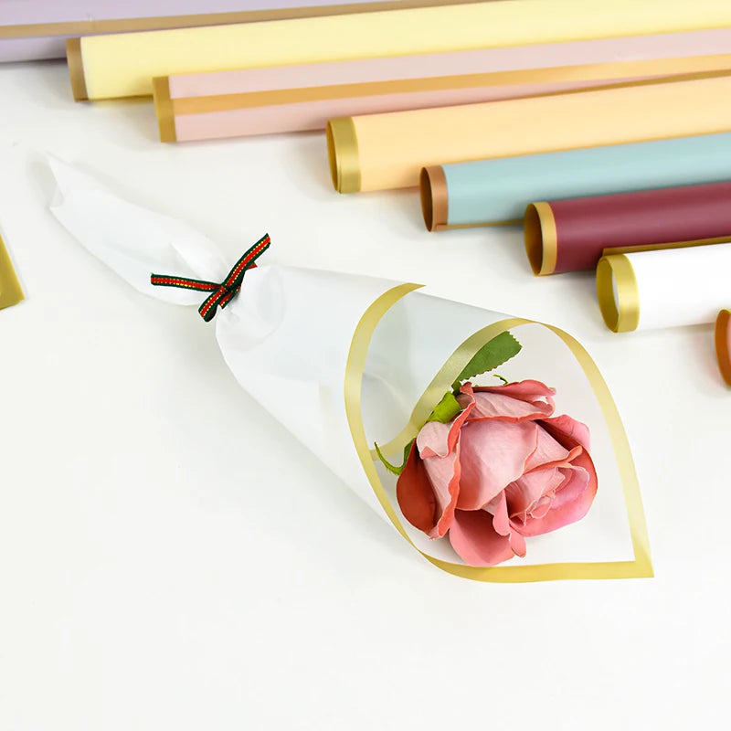 Golden Edge Flower Wrapping Paper Waterproof Bouquet Gift Packaging Decoration Supplies