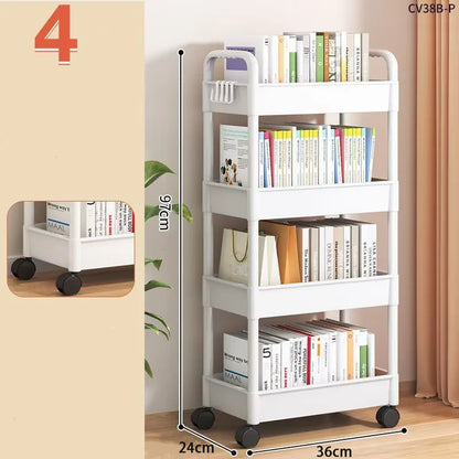 Multi-Layer Trolley Rack Plastic Trolley Kitchen Mobile Storage Rack with Wheels