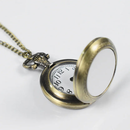 Vintage Necklace with Retro Pocket Watch Pendants Jewelry Sublimation Blanks Creative Gift
