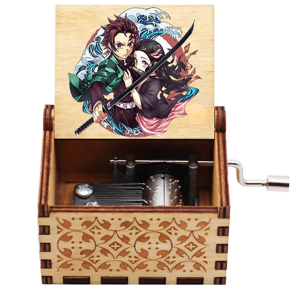 Wooden Music Box Demon Slayer Hand Cranked