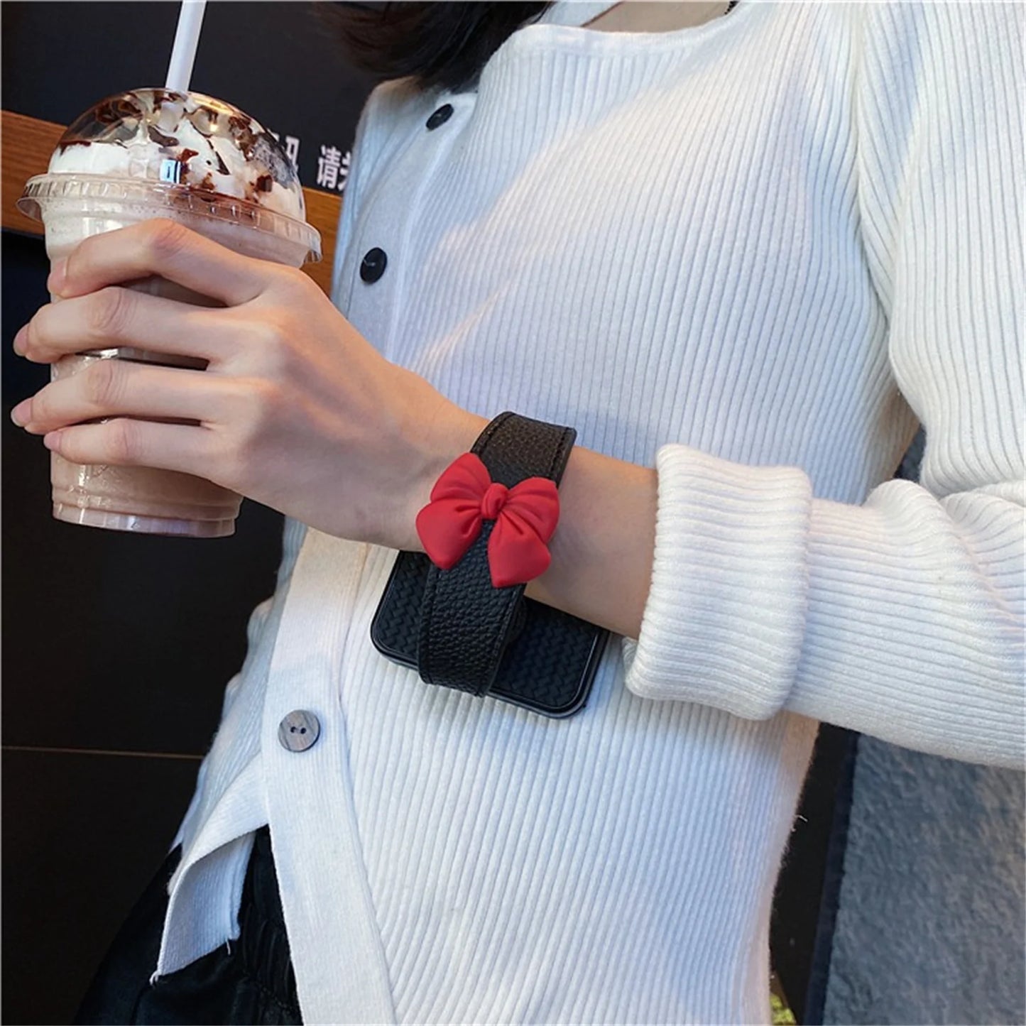 Mat Rhombus Phone Case with Bow Wrist Strap for Samsung Galaxy Z Flip