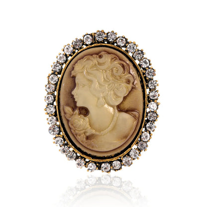 Vintage Victorian Design Queen's Cameo Brooch Pin, Antique