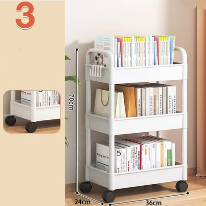 Multi-Layer Trolley Rack Plastic Trolley Kitchen Mobile Storage Rack with Wheels