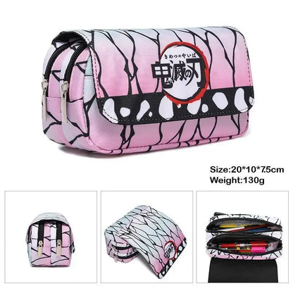 Anime Demon Slayer Pencil Case Student Bilayer Storage Bag