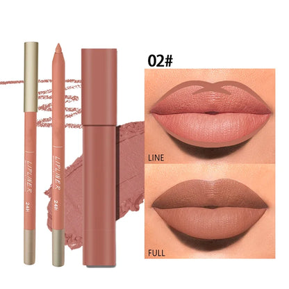 Matte Lip Liner & Lipstick Set, Waterproof Long-Lasting, Soft Matte Finish