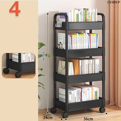 Multi-Layer Trolley Rack Plastic Trolley Kitchen Mobile Storage Rack with Wheels