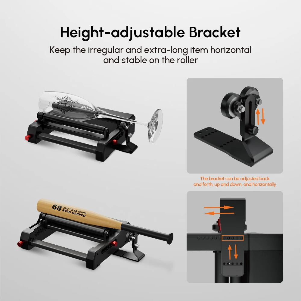 AlgoLaser Rotary Roller 2 For Laser Engraver Cutter 360° Engraving All Cylindrical