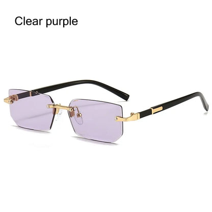 Trendy Rimless Sunglasses Frameless Rectangle Retro Shades Summer