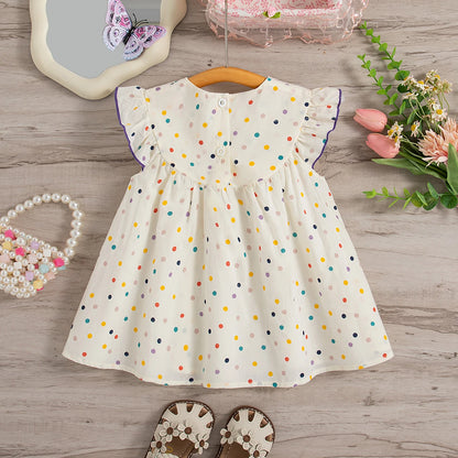 Dress Summer Colorful Polka Dot Flower Embroidery Princess