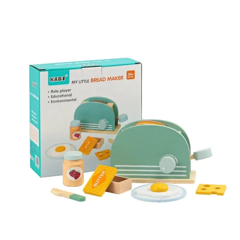 Wooden Toaster Toy Kids Bread