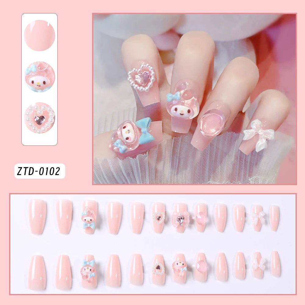 Sanrio Anime Cute Nail Patches False Nail Tips Cartoon Y2K Press on Nail