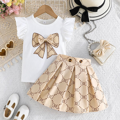 School Outfit Flutter Sleeve Front Bow