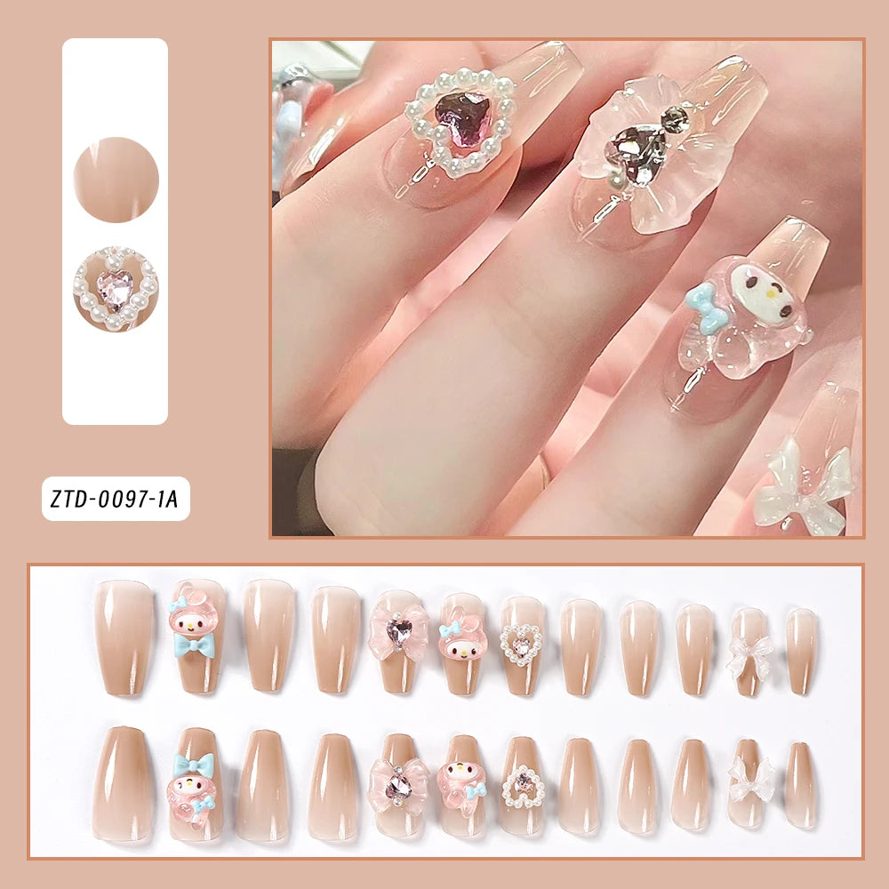 Sanrio Anime Cute Nail Patches False Nail Tips Cartoon Y2K Press on Nail
