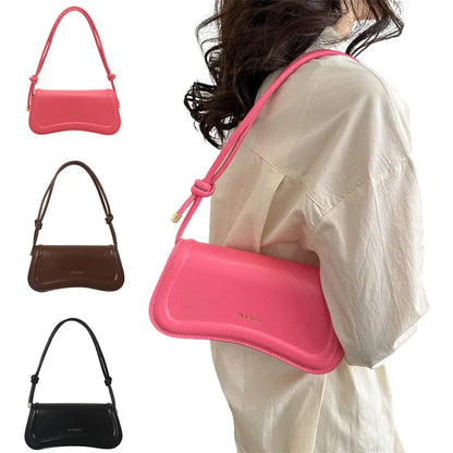 Underarm Bags Solid Color Small Top-handle Bags Purse Female Daily Handbags PU Leather