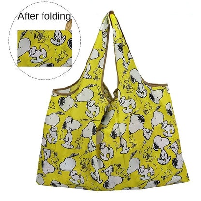 Snoopy Foldable Shopping Bag Thick Nylon Large Tote Reusable Waterproof Polyester