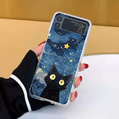 Artistic Black Cat Starry Night Case for Samsung Galaxy Z Flip
