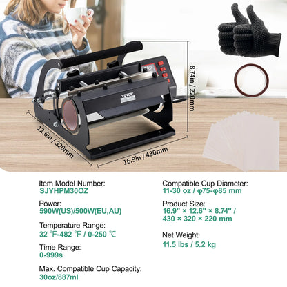 Tumbler Heat Press Machine 2 Station Heaters 11-30oz Mug Press Tumbler Press Sublimation