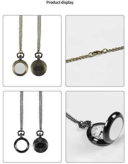 Vintage Necklace with Retro Pocket Watch Pendants Jewelry Sublimation Blanks Creative Gift