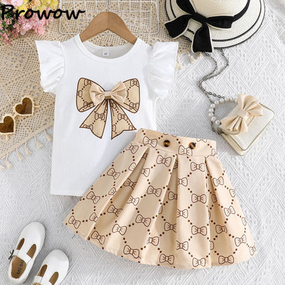 School Outfit Flutter Sleeve Front Bow