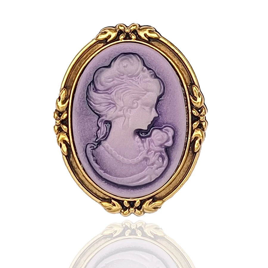 Vintage Crystal Rhinestones Cameo Brooches for Women Queen Head Brooch Pin