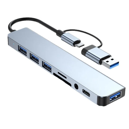 8 in 2 USB +Type C HUB Docking Station Phone Disk Converter