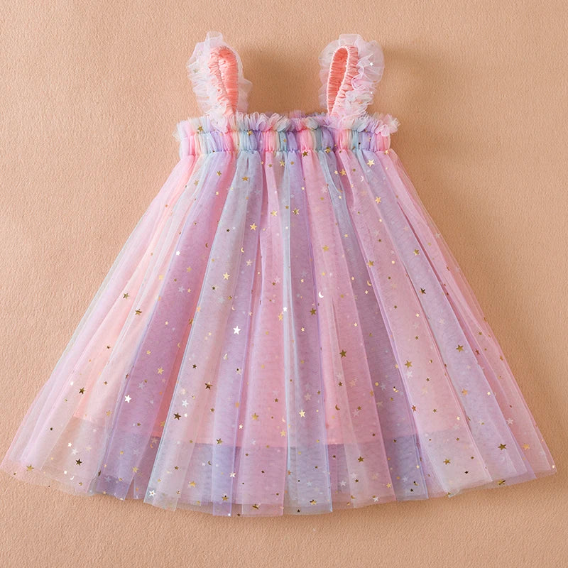 Little Flying Sleeve Dress Children's Bow Strawberry Embroidery