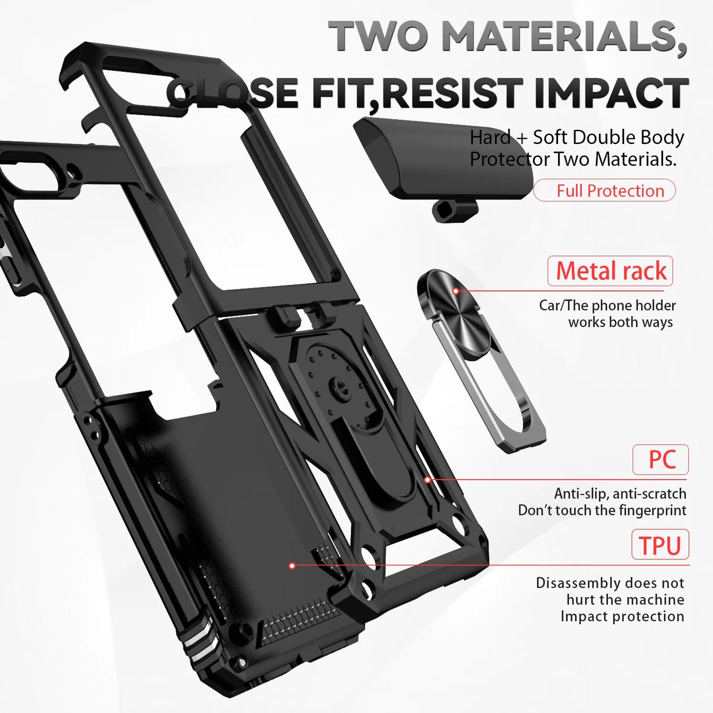 Ring Funda for Samsung Z Flip with Stand Holder