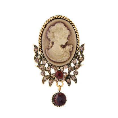 Vintage Victorian Design Queen's Cameo Brooch Pin, Antique