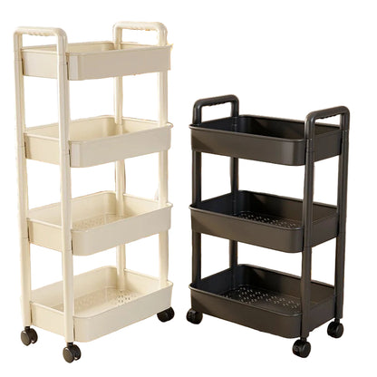 Multi-Layer Trolley Rack Plastic Trolley Kitchen Mobile Storage Rack with Wheels
