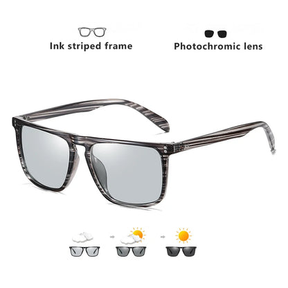 Brand Rivet Square Photochromic Sunglasses Polarized