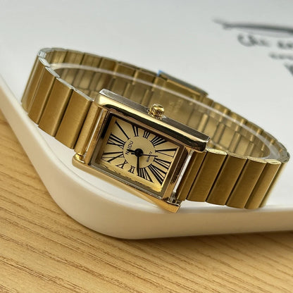 Vintage Small Gold Watch for Women Luxury Rectangular Watch Classic Quartz