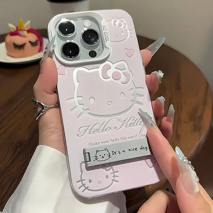 Pink Hello Kitty With Bracket Phone Case For iPhone