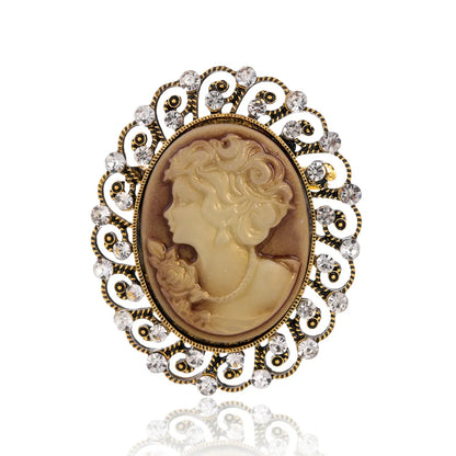 Vintage Victorian Design Queen's Cameo Brooch Pin, Antique