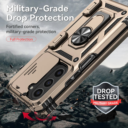 Slide Camera Phone Cover for Samsung Galaxy Z Fold Cases with Stand Holder Armor
