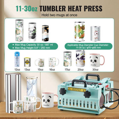 Tumbler Heat Press Machine 2 Station Heaters 11-30oz Mug Press Tumbler Press Sublimation