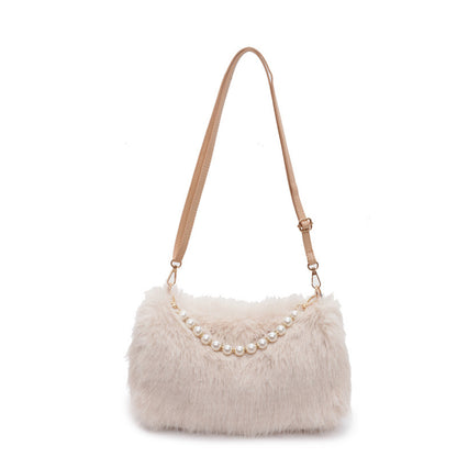 Shoulder Bags Pearl Chain Crossbody Bag Versatile Commuting Armpit Plush