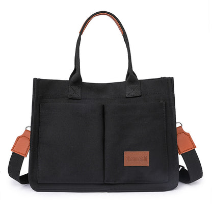 Canvas Tote Shoulder Bags Messenger Multi Pocket Crossbody Chic Reusable Handbag