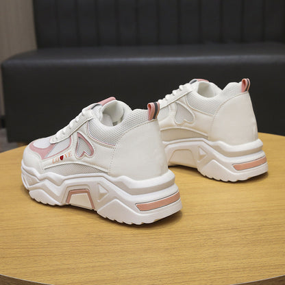 Low-top Platform Height Increasing Skinny White Shoes