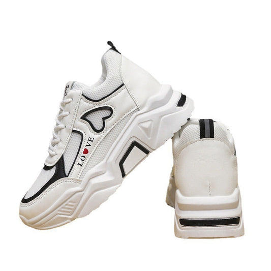 Low-top Platform Height Increasing Skinny White Shoes