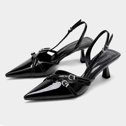 Pointed Stiletto Heel High Heels with Buckle