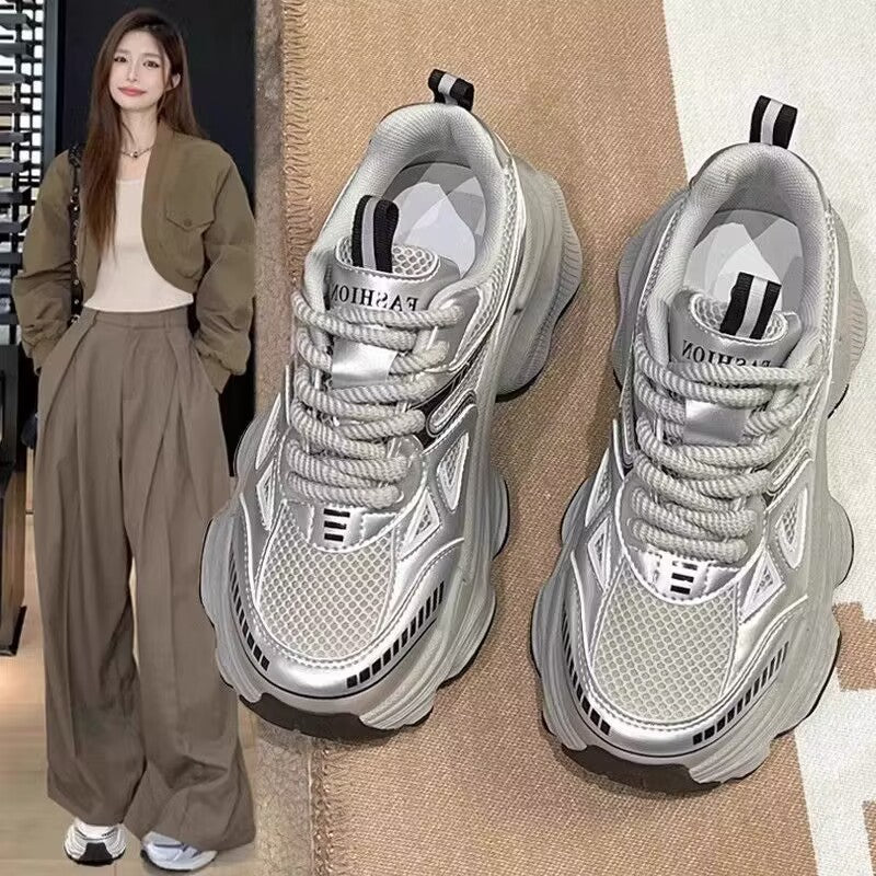 Platform Mesh Elevator Breathable and Lightweight Sports Casual Shoes