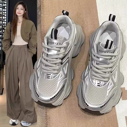 Platform Mesh Elevator Breathable and Lightweight Sports Casual Shoes
